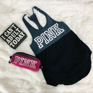 Pink tank top xSMALL Gray and black